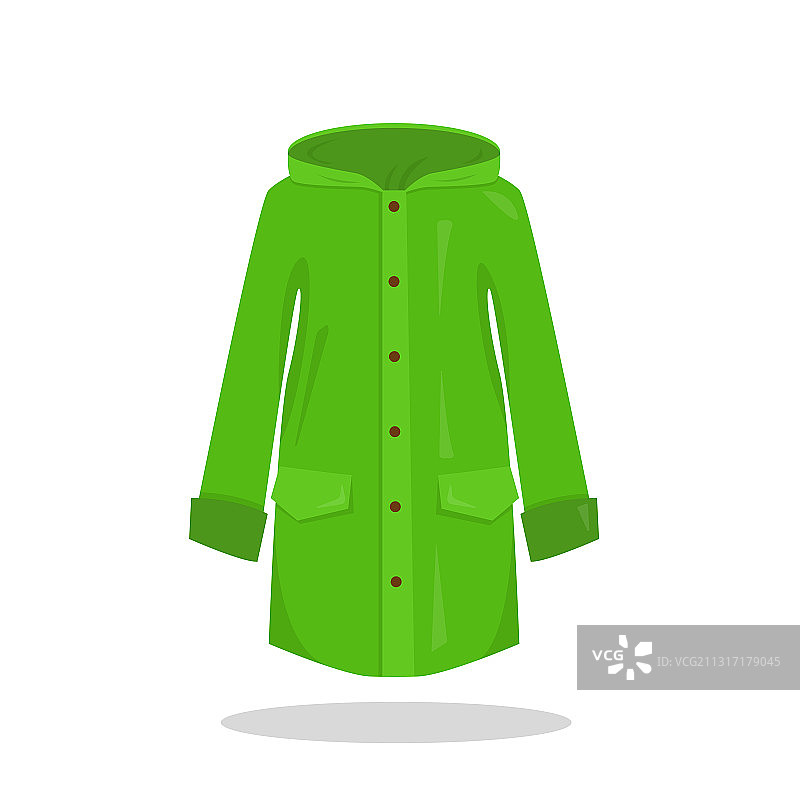 白色背景上的绿色雨衣图片素材