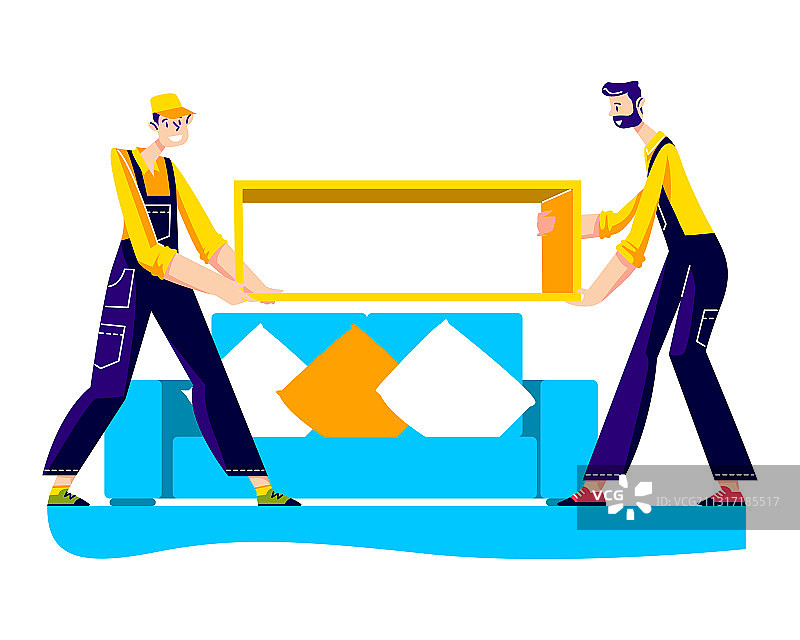 搬家工人搬运新家具图片素材