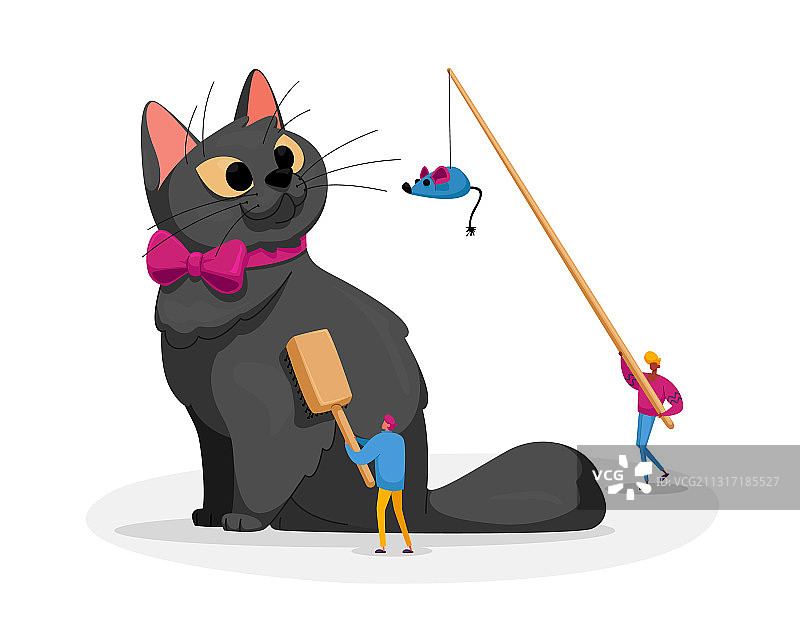 人们爱抚宠物微小的男性人物关心图片素材