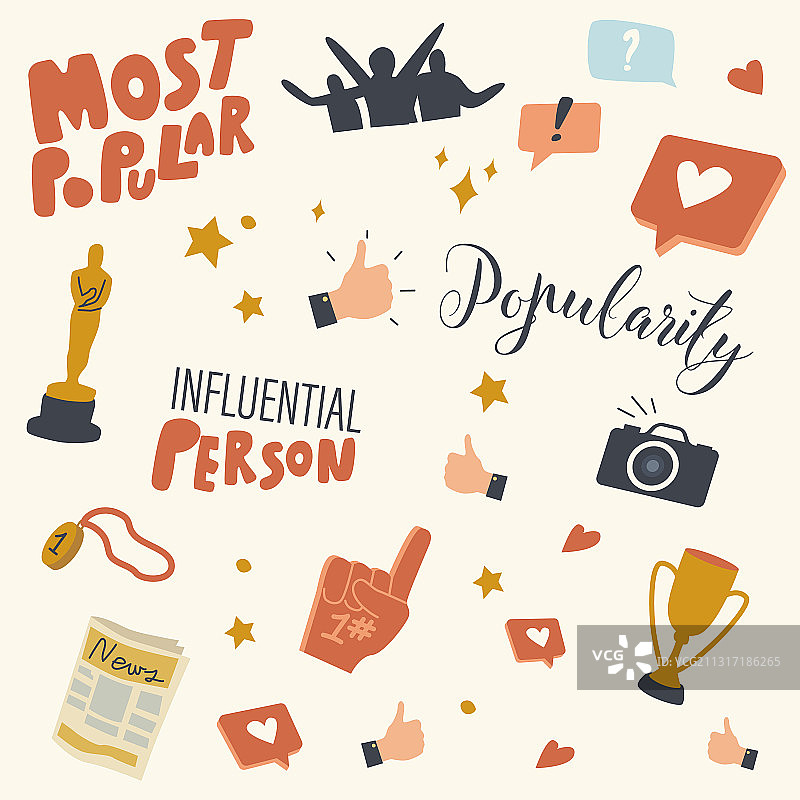 受欢迎程度和名望图标电影奖合集图片素材