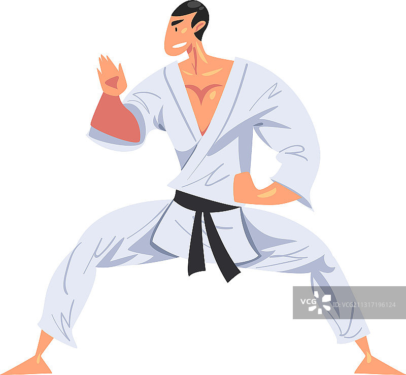 摆出战斗姿势的空手道男人图片素材