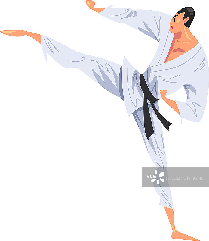 男人空手道侧踢图片素材