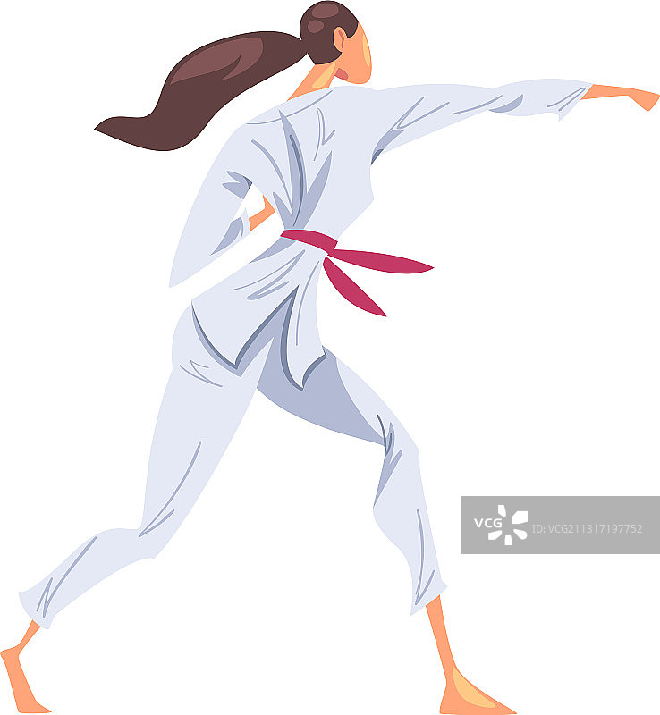 穿白色和服的空手道女战士角色图片素材