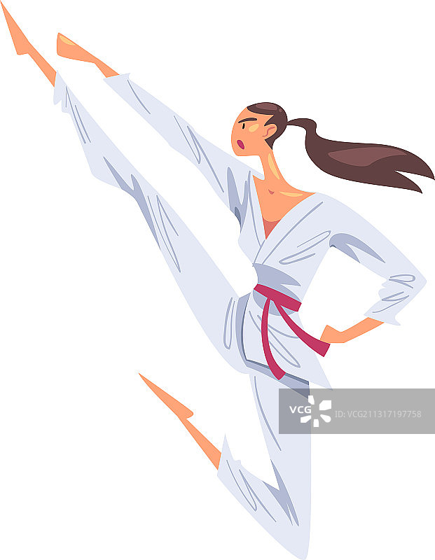 女孩做回旋踢，女性空手道格斗图片素材