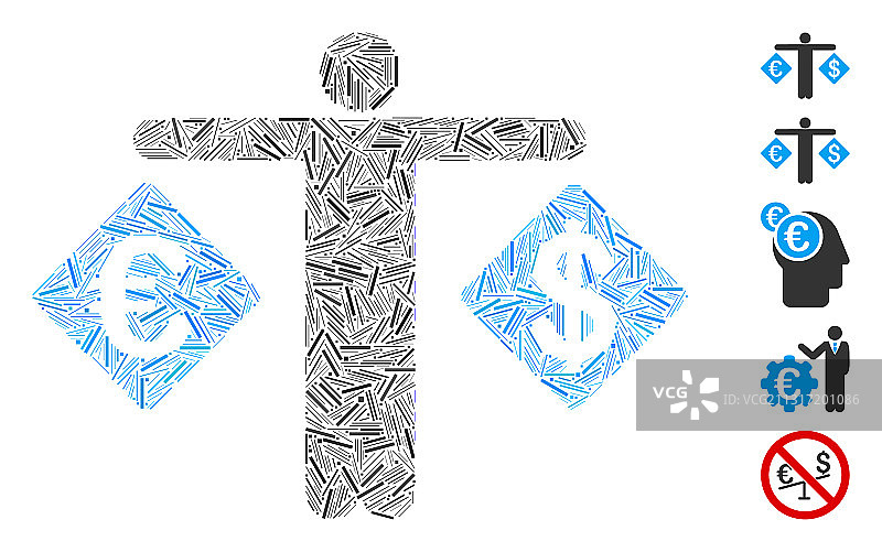 美元和欧元图标对比拼贴图片素材