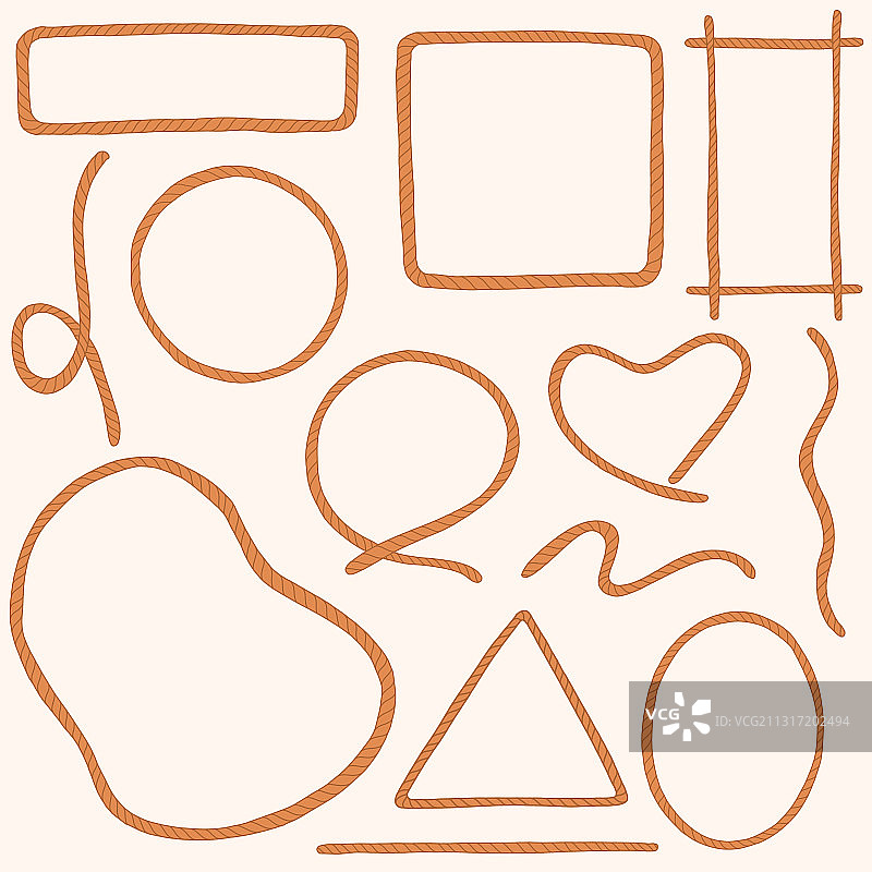 手绘绳索边框套装图片素材