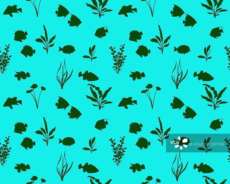 海洋鱼类剪影图片素材