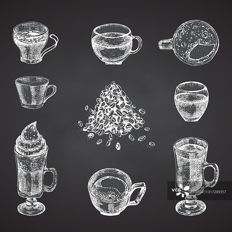 手绘瓶子和玻璃杯素材图片素材