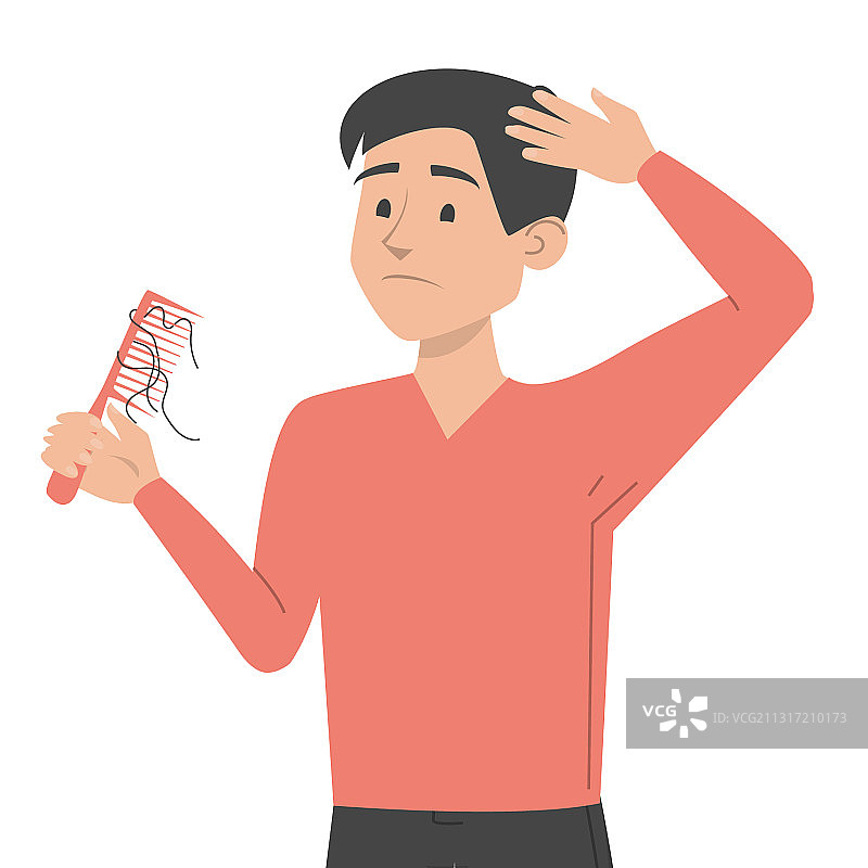 男人拿着带有头发的梳子图片素材