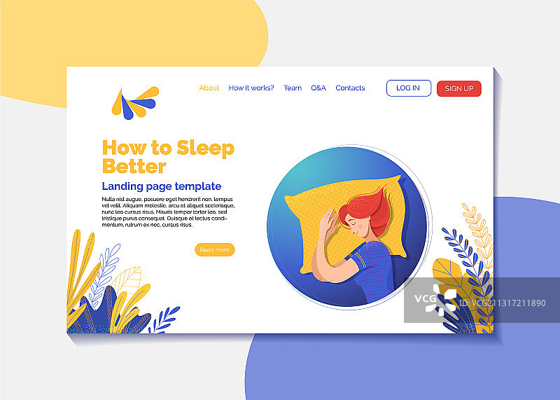 如何改善睡眠着陆页模板图片素材