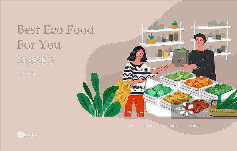 女孩购物着陆页模板图片素材