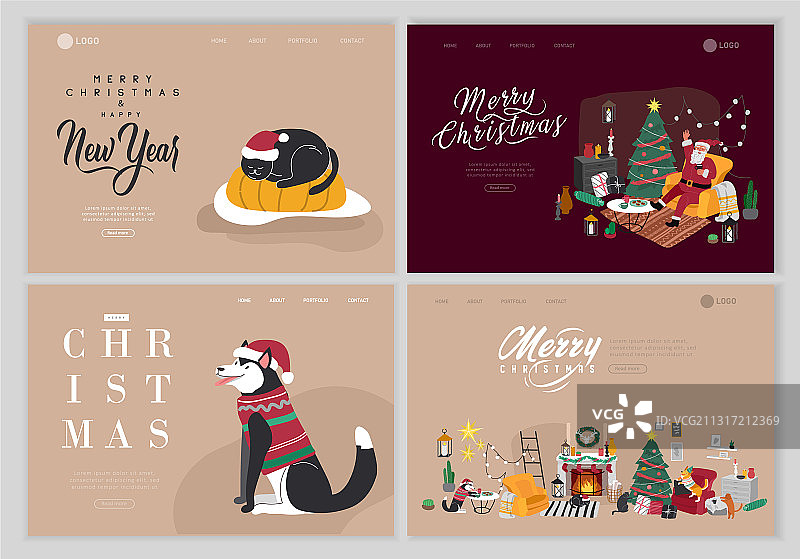 圣诞家居登录页或卡片模板图片素材