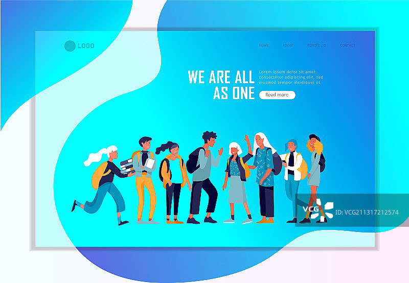 返校扁平风落地页模板图片素材