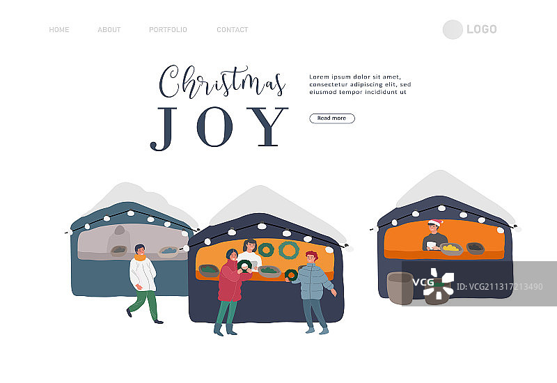 圣诞节主题着陆页模板图片素材