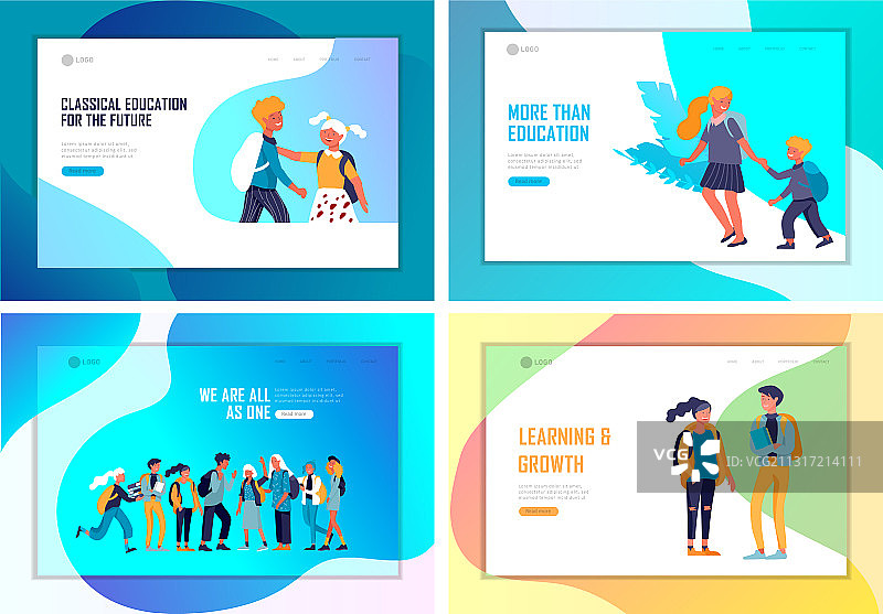 返校扁平风落地页模板图片素材