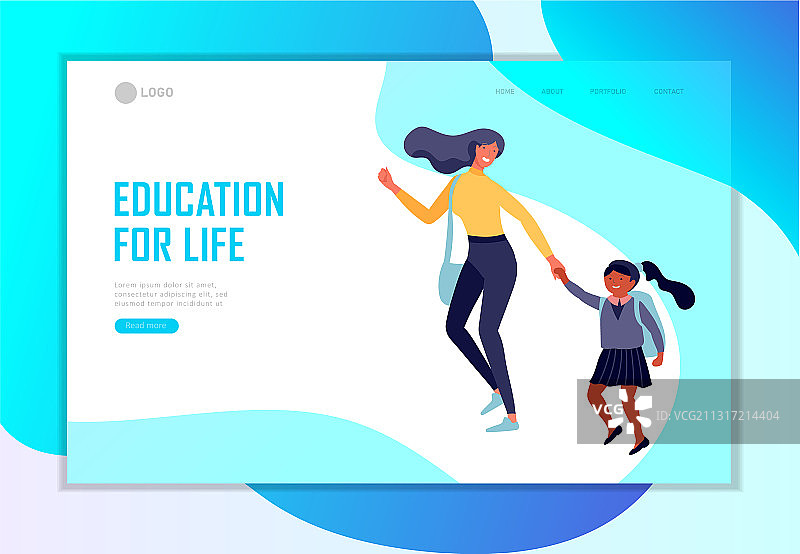 返校扁平风落地页模板图片素材