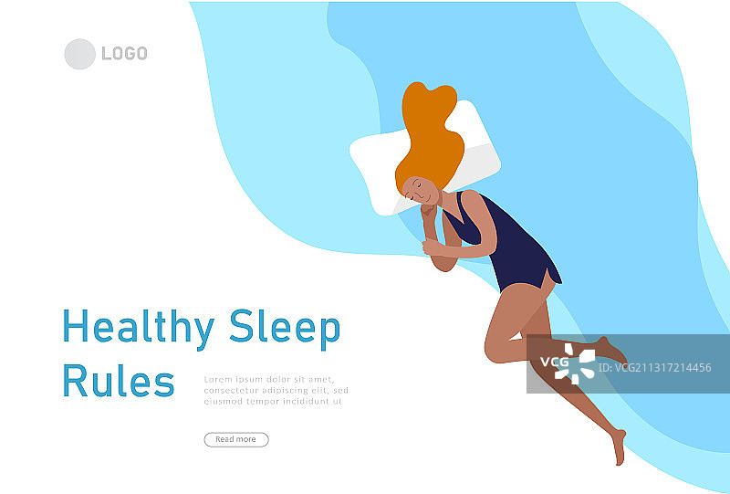 睡眠角色女孩着陆页模板图片素材