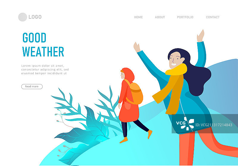 天气预报着陆页模板图片素材