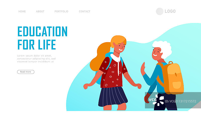 返校扁平风落地页模板图片素材