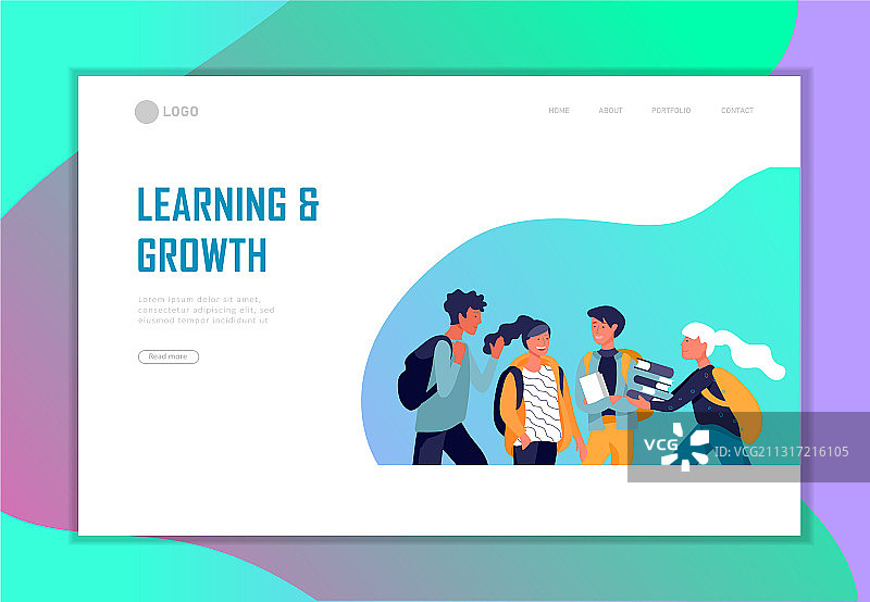 返校扁平风落地页模板图片素材