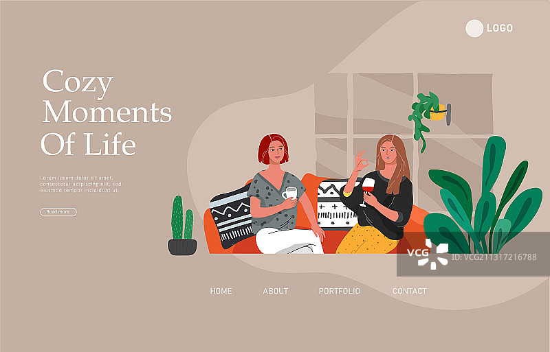 女孩坐姿着陆页模板图片素材