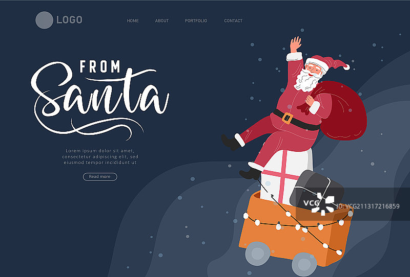 圣诞节和新年着陆页模板图片素材