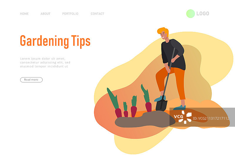 人们聚集收获农作物着陆页模板图片素材