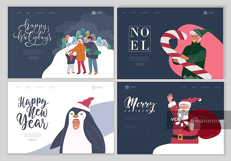 圣诞节主题着陆页模板图片素材