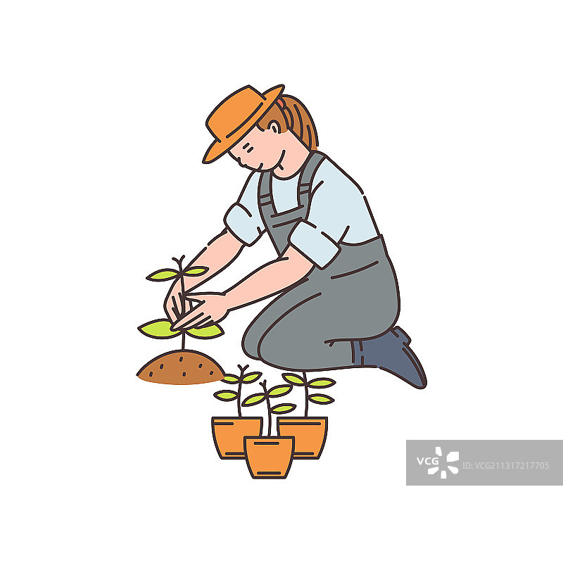 农艺师和女农民在田间工作素描图片素材