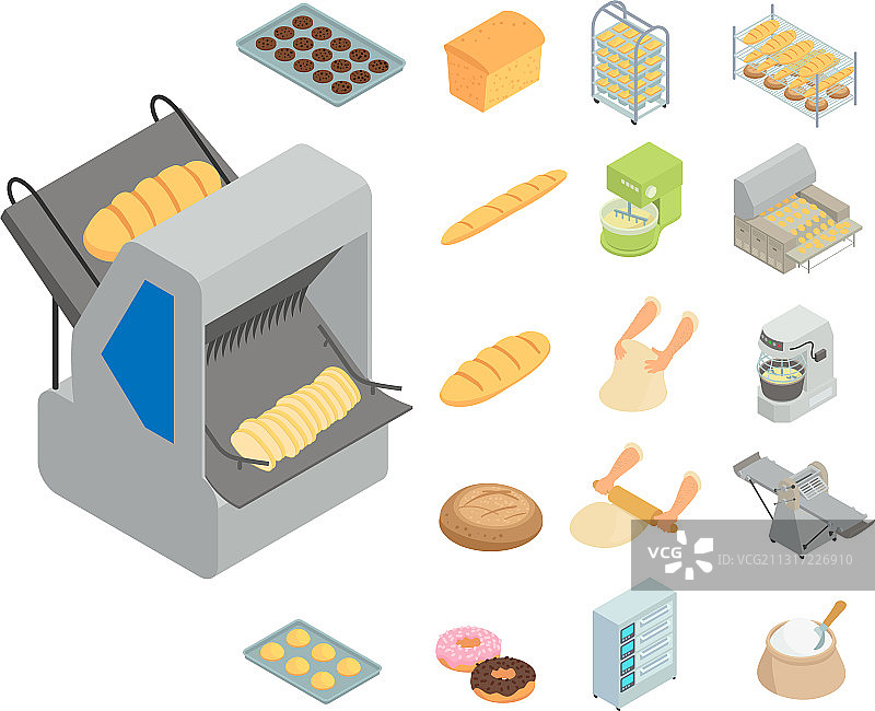 烘焙工厂图标等距样式合集图片素材