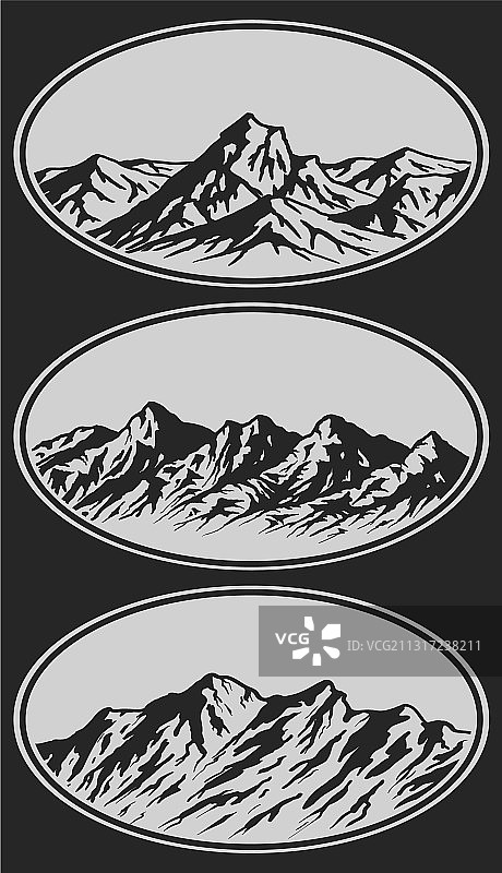 手绘山脉剪影图片素材