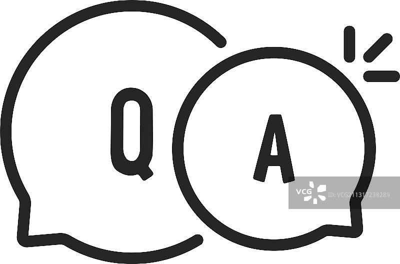 黑色细线问答图标图片素材