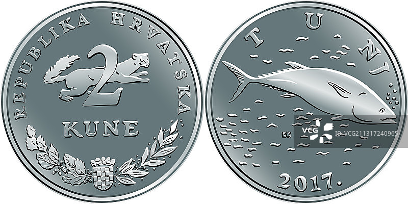 克罗地亚2库纳银币图片素材
