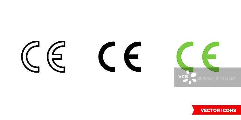CE标志包装符号图标3种颜色图片素材