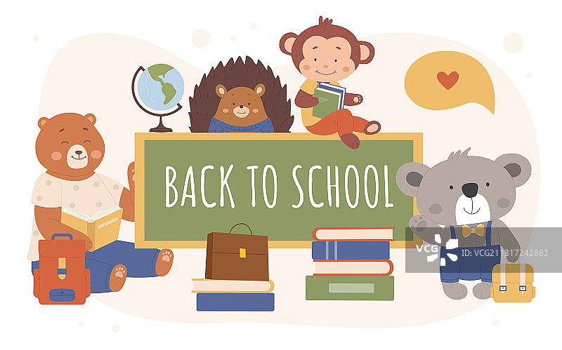 卡通扁平风返校季图片素材