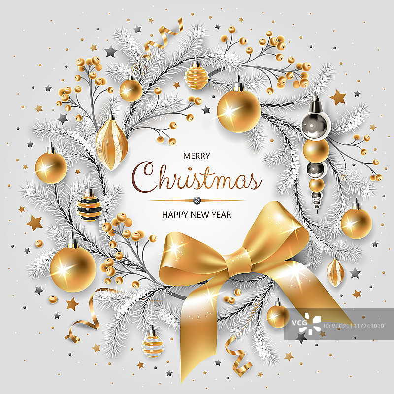 金色和银色圣诞树花环图片素材
