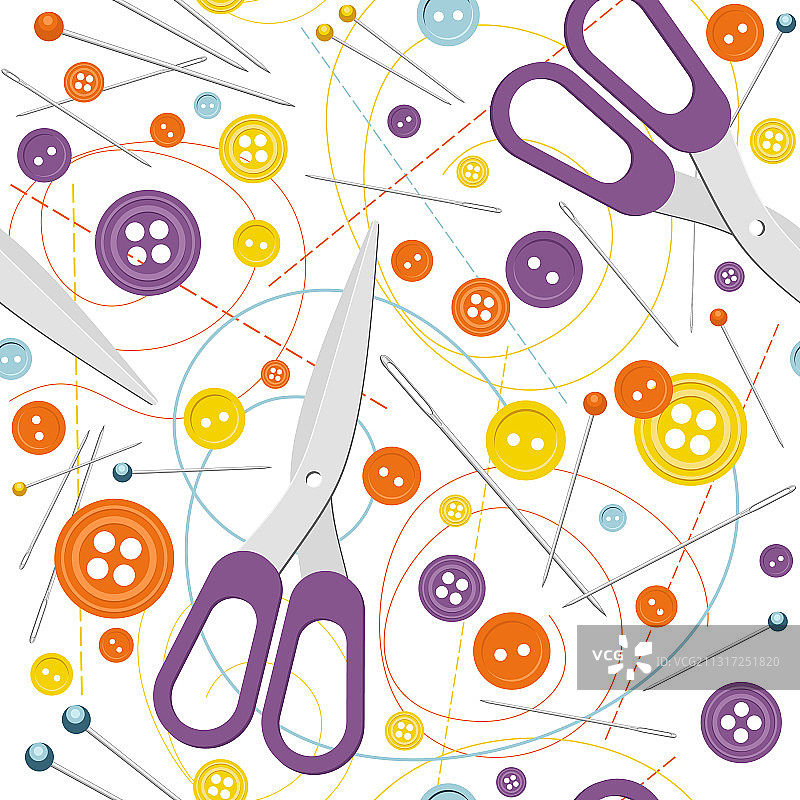 彩色线和针无缝图案图片素材