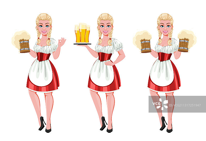 在慕尼黑啤酒节上穿着传统服装的德国女孩图片素材