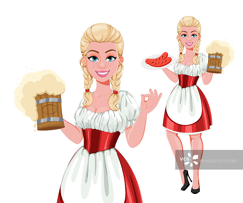 在慕尼黑啤酒节上穿着传统服装的德国女孩图片素材