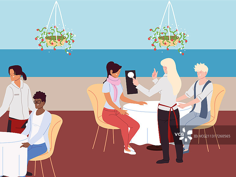 众人围坐在桌旁点餐图片素材