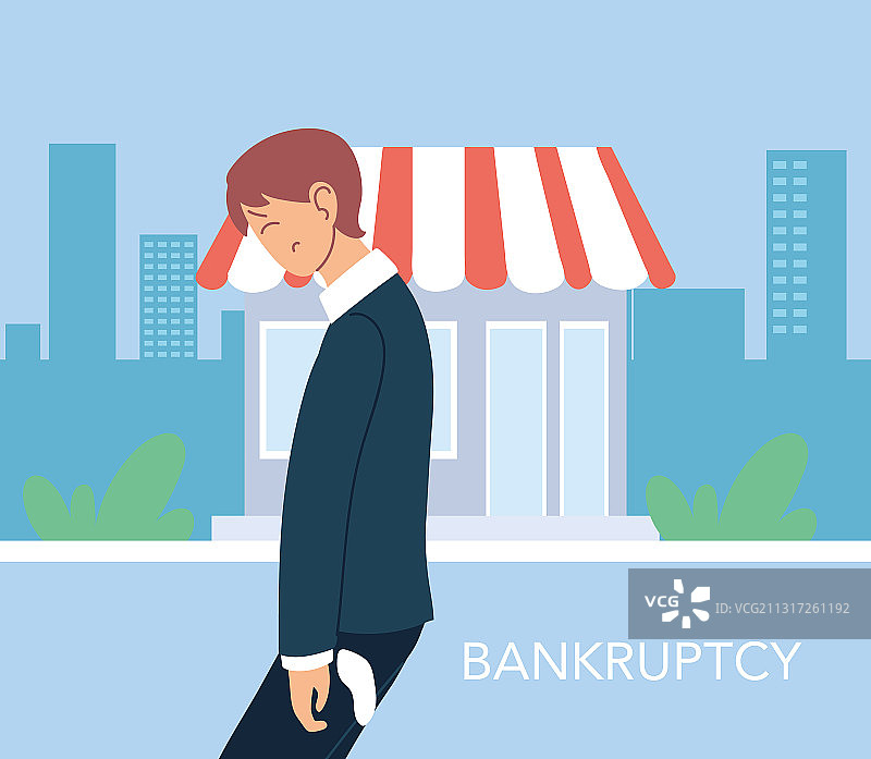 在商店前头痛的商人图片素材