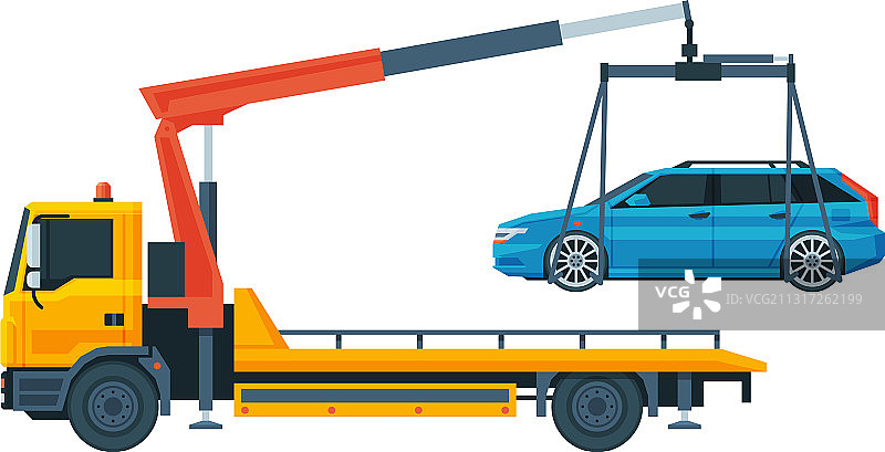 拖车救援蓝色汽车图片素材