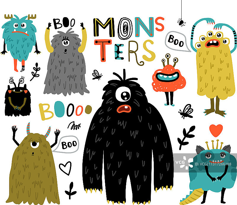 卡通毛茸茸的怪物图片素材