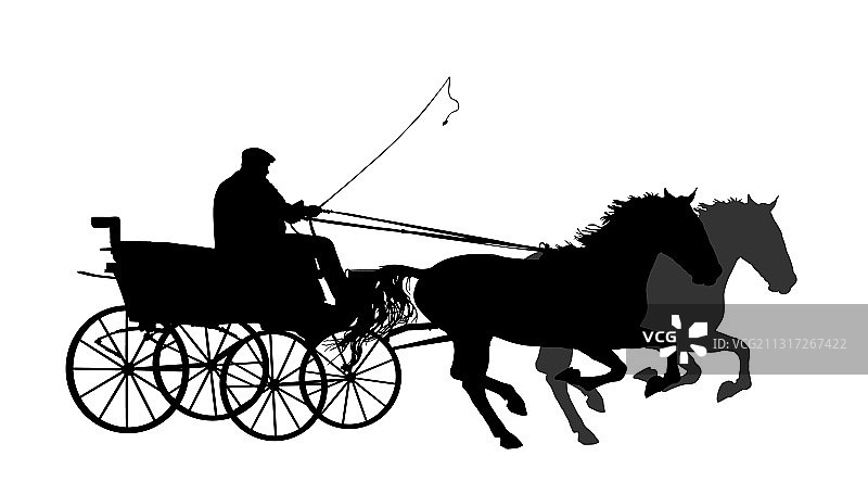 马车与马车夫剪影图片素材