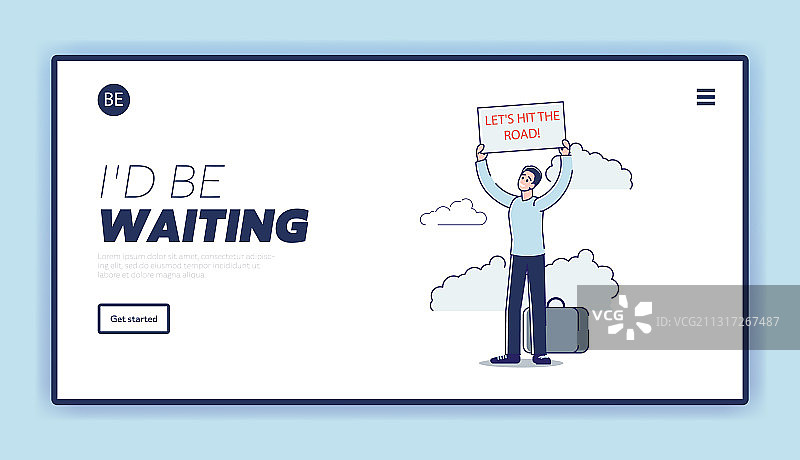 男人在路边搭便车图片素材