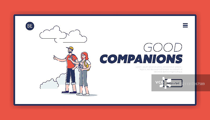 年轻情侣搭便车登录页图片素材