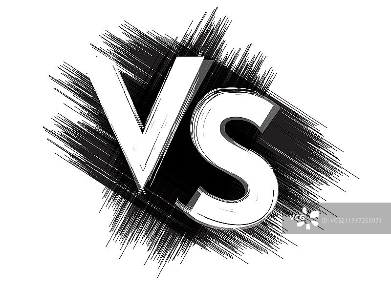 VS对战图标，黑白Logo，复古风图片素材