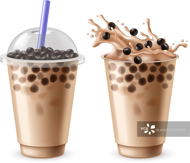 珍珠奶茶气泡饮品黑色图片素材