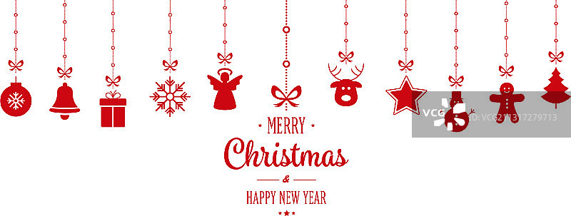 红色圣诞饰品挂件背景图片素材