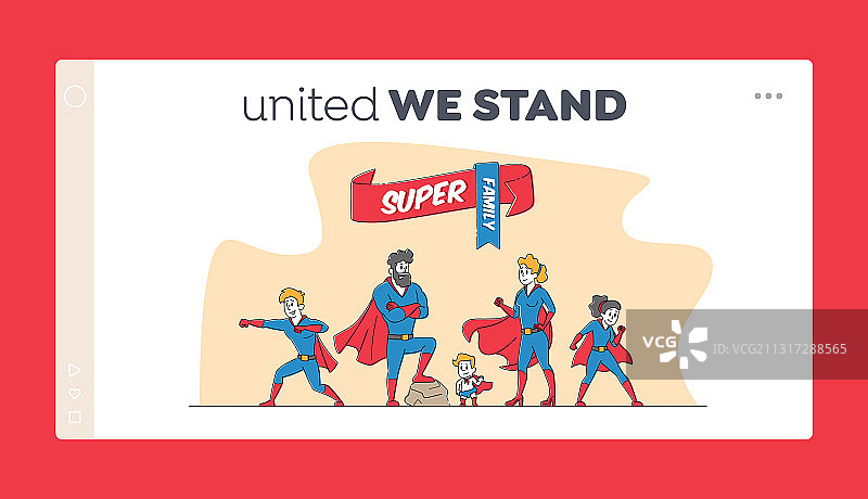 超级家庭着陆页模板（爸爸妈妈）图片素材